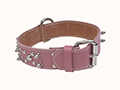 HUNTER COLLAR - STITCHED DOUBLE LEATHER, SPOTS/STUDS, D-RING CENTER