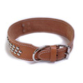 COLLAR SHAPED DOUBLE LEATHER, 3 ROWS OF STUDS, SWIVEL