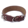 DOUBLE LEATHER COLLAR - STUDS/SPOTS, 3 ROWS