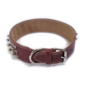 DOUBLE LEATHER COLLAR - 2 ROWS STUDS/3 R.SPOTS